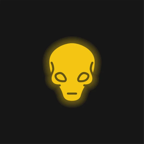 stock vector Alien yellow glowing neon icon