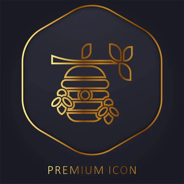 Bijenkorf Gouden Lijn Premium Logo Pictogram — Stockvector