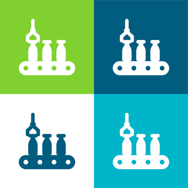 Assembly Line Flat four color minimal icon set