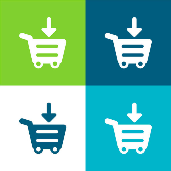 Add To Cart Flat four color minimal icon set