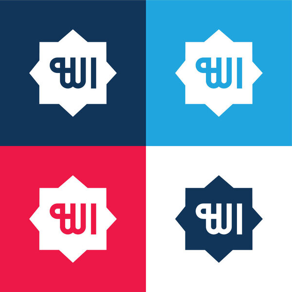 God blue and red four color minimal icon set