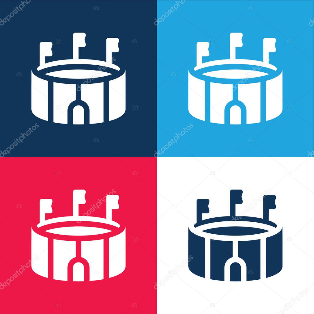 Arena blue and red four color minimal icon set