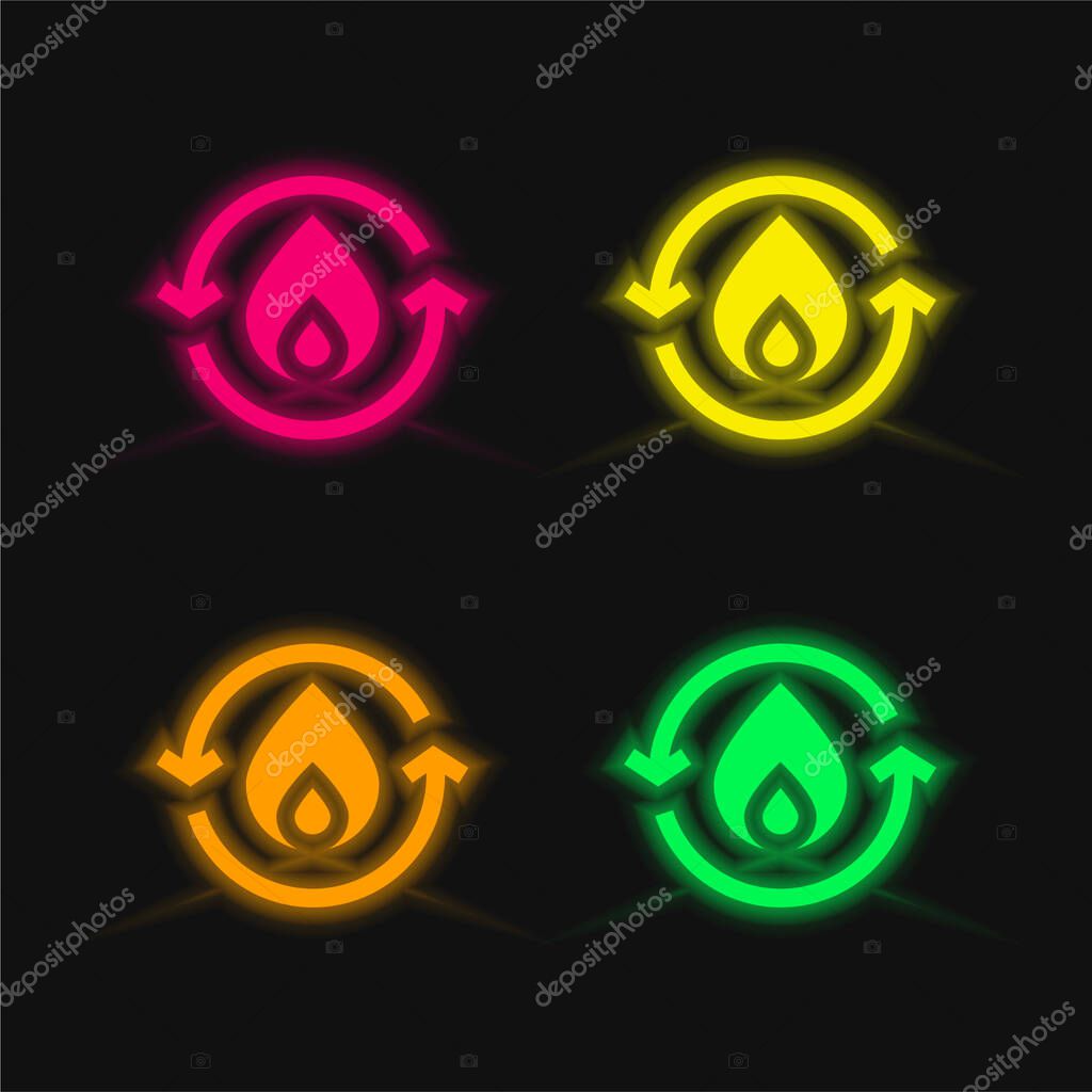 Bio Energy four color glowing neon vector icon