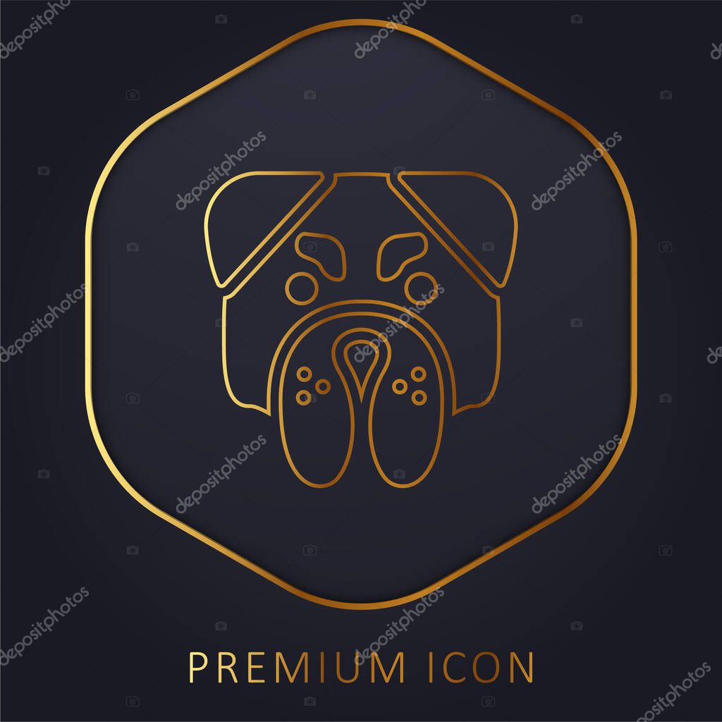 Angry Bulldog Face golden line premium logo or icon