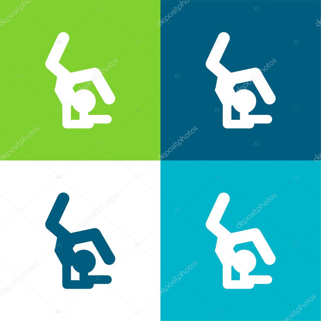 Artistic Gymnast Silhouette Flat four color minimal icon set