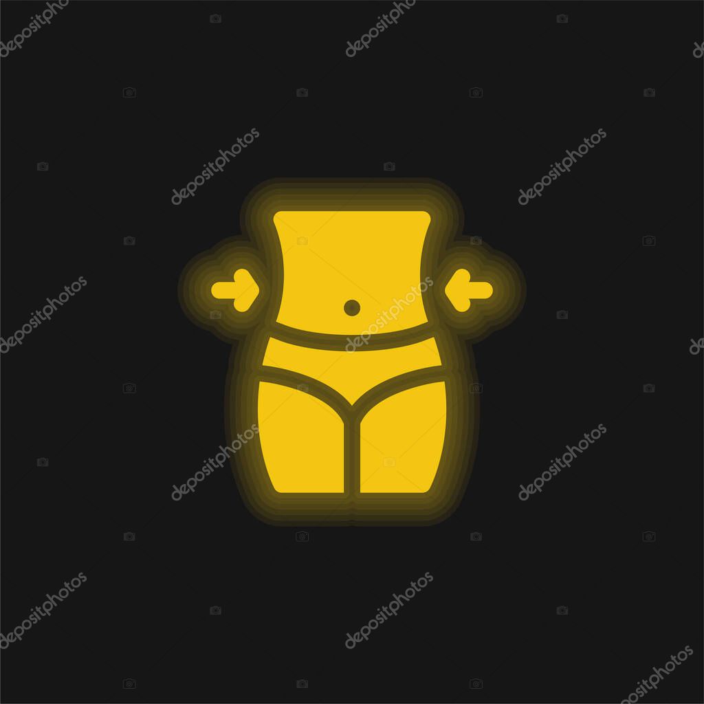 Belly yellow glowing neon icon