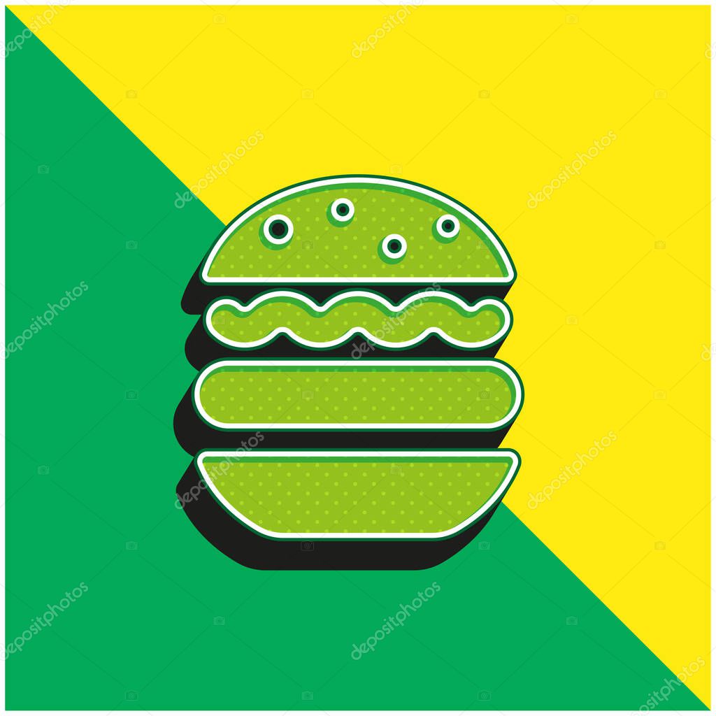 Big Hamburger Green and yellow modern 3d vector icon logo
