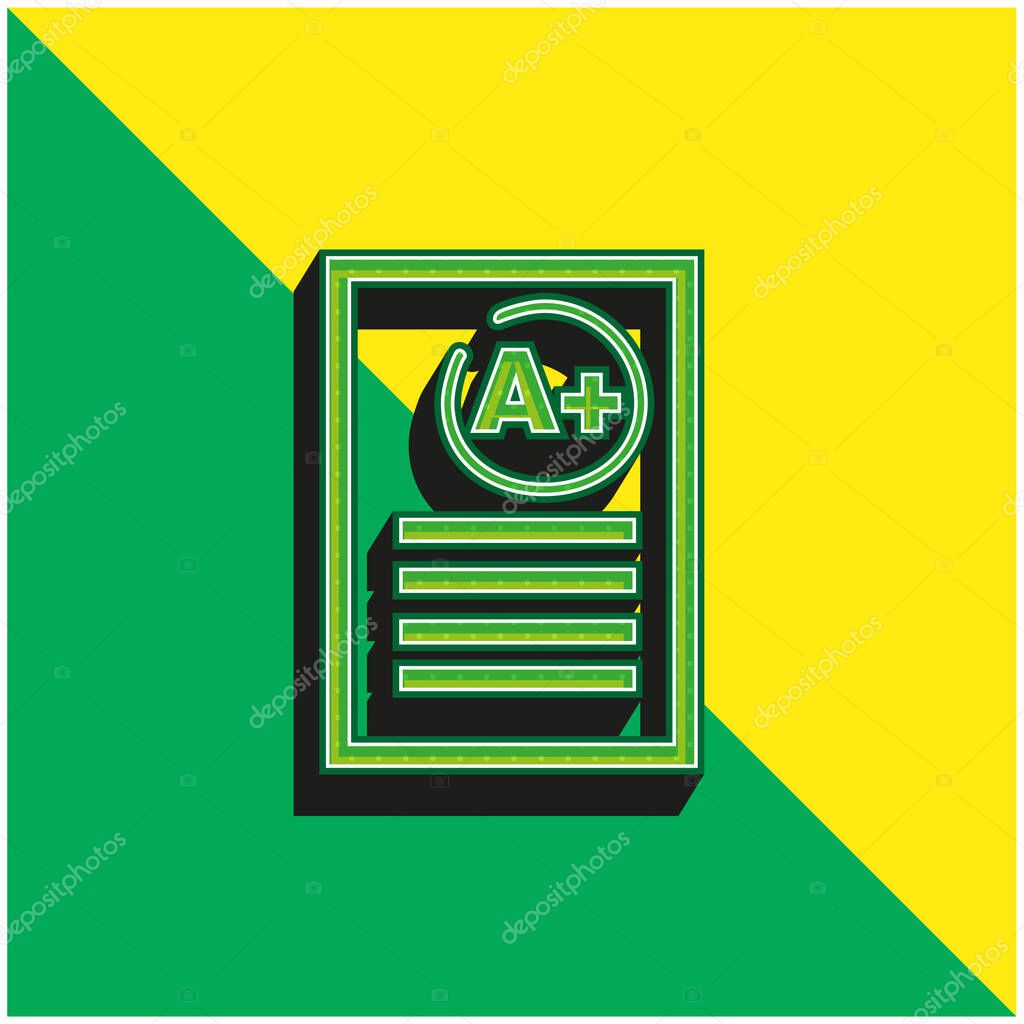 A Best Test Result Green and yellow modern 3d vector icon logo