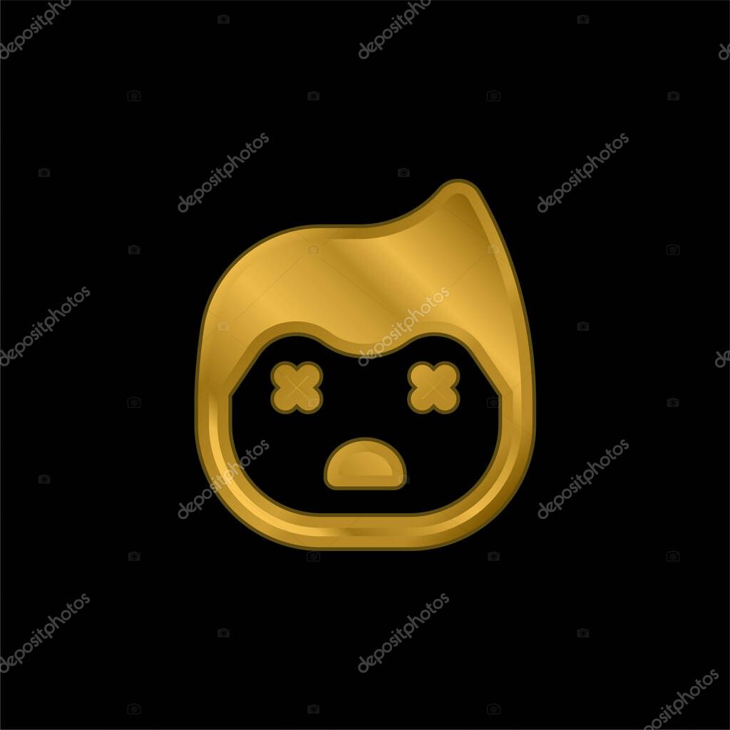 Boy gold plated metalic icon or logo vector