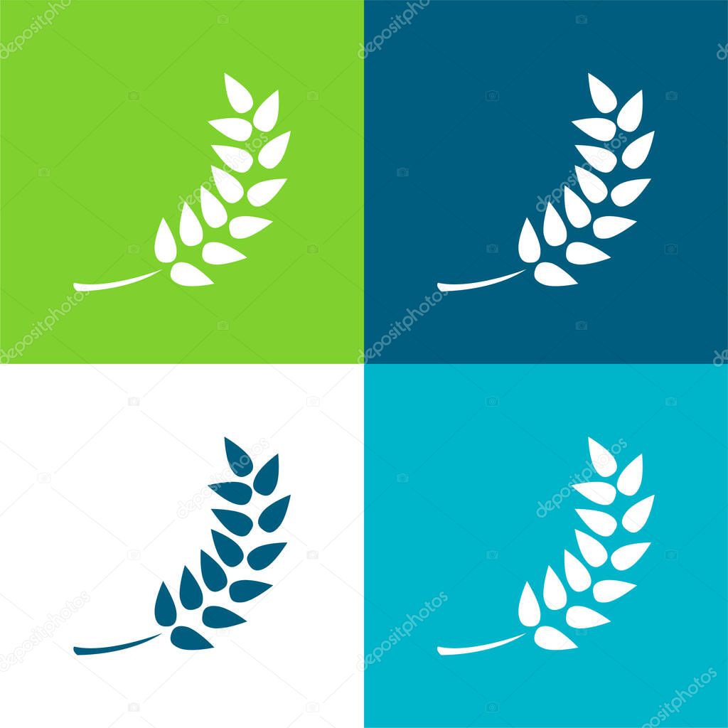 Branch With Leaves Flat four color minimal icon set