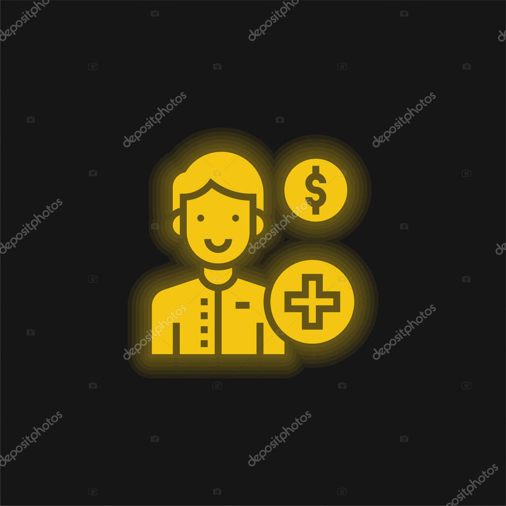Account yellow glowing neon icon
