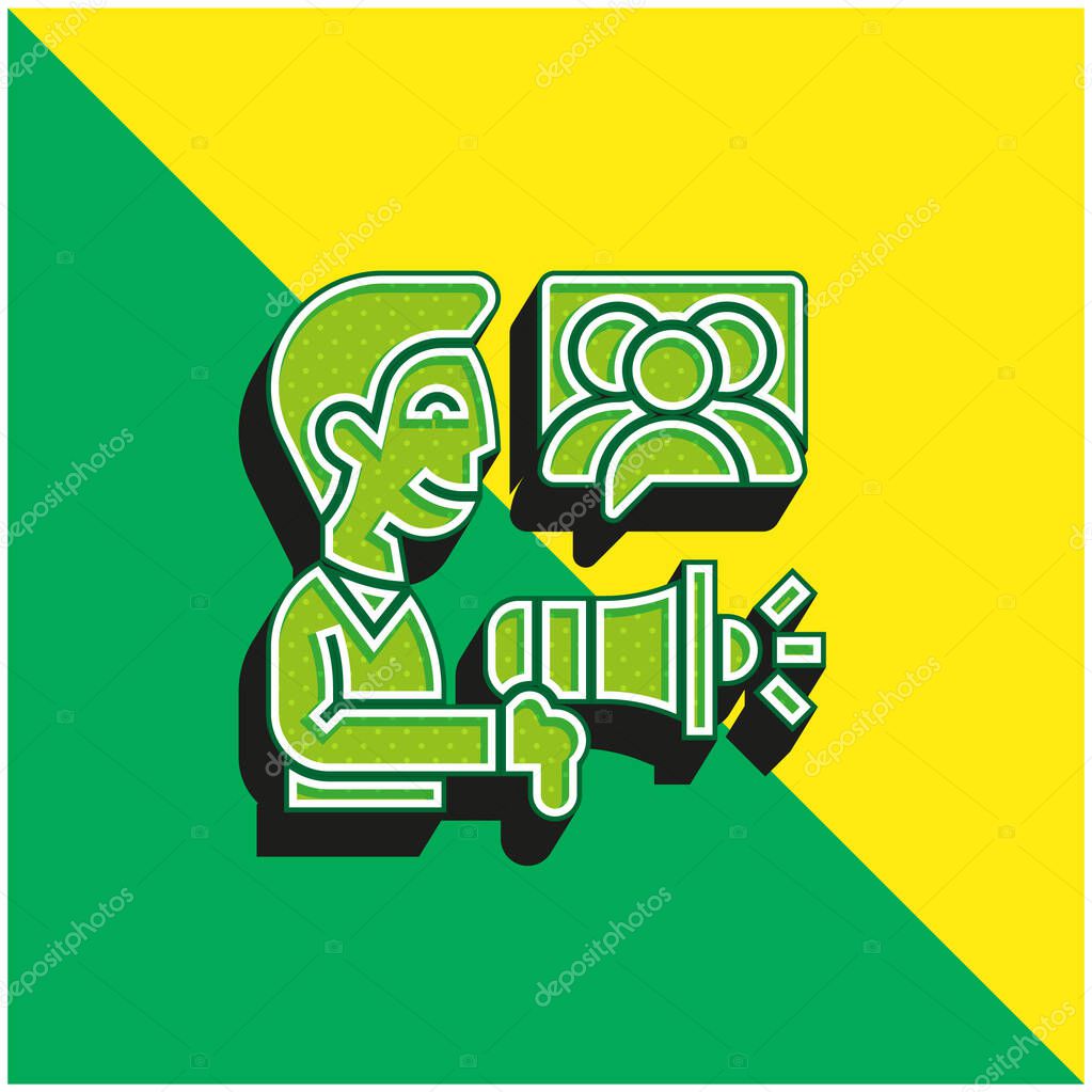 Advertising Green and yellow modern 3d vector icon logo