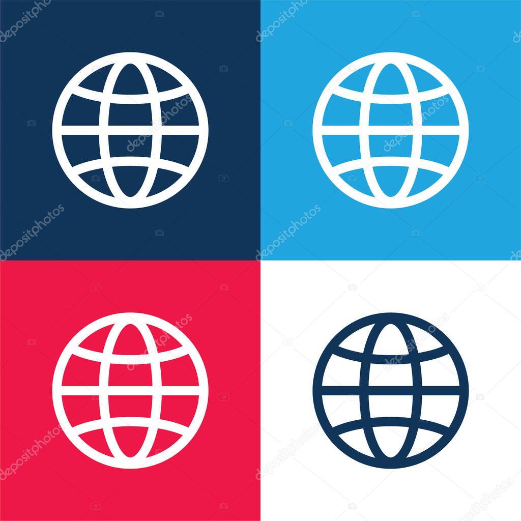 Big Globe blue and red four color minimal icon set