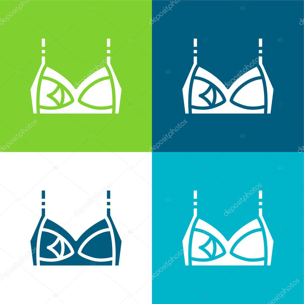 Bra Flat four color minimal icon set