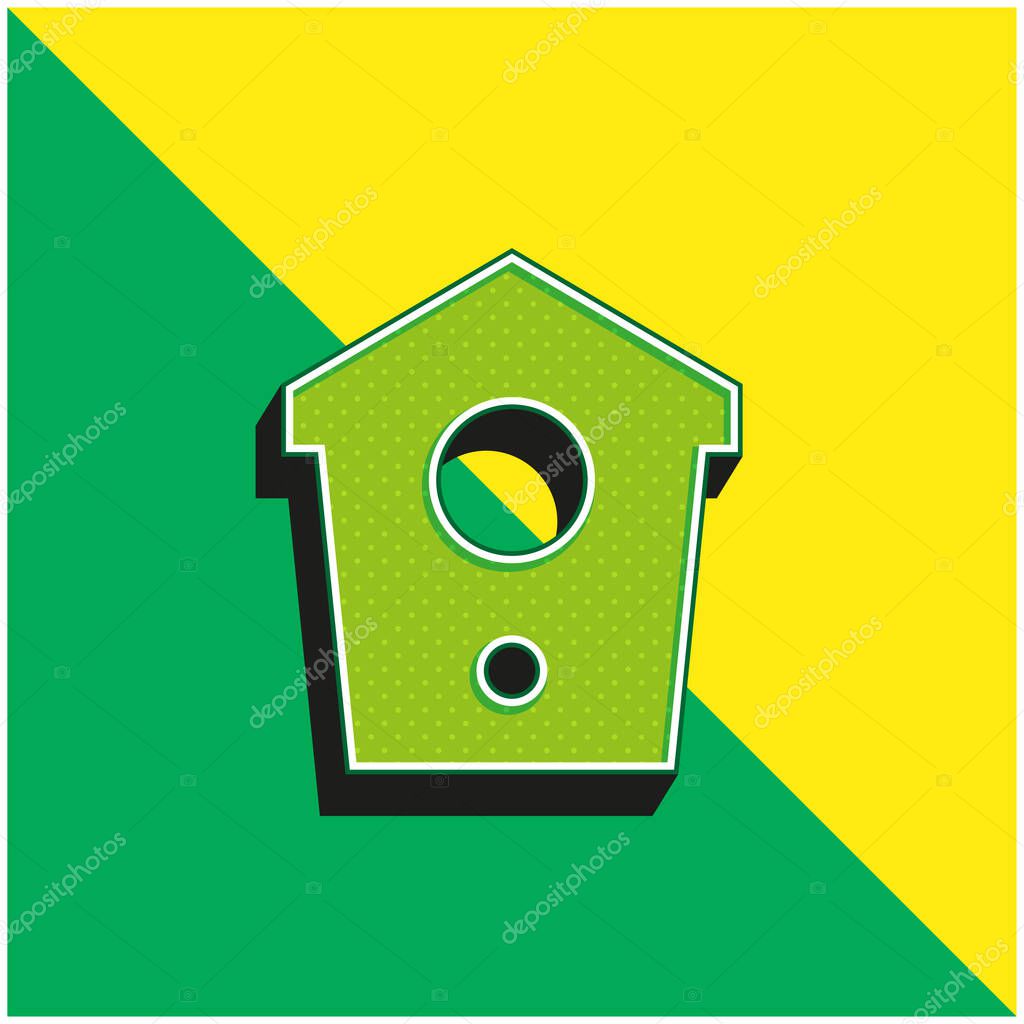 Birdhouse Green and yellow modern 3d vector icon logo