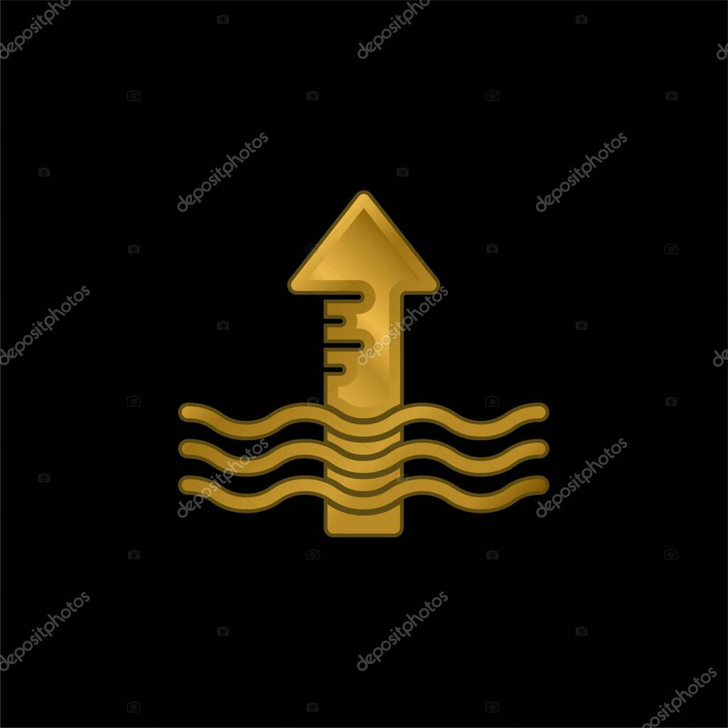 Arrow gold plated metalic icon or logo vector