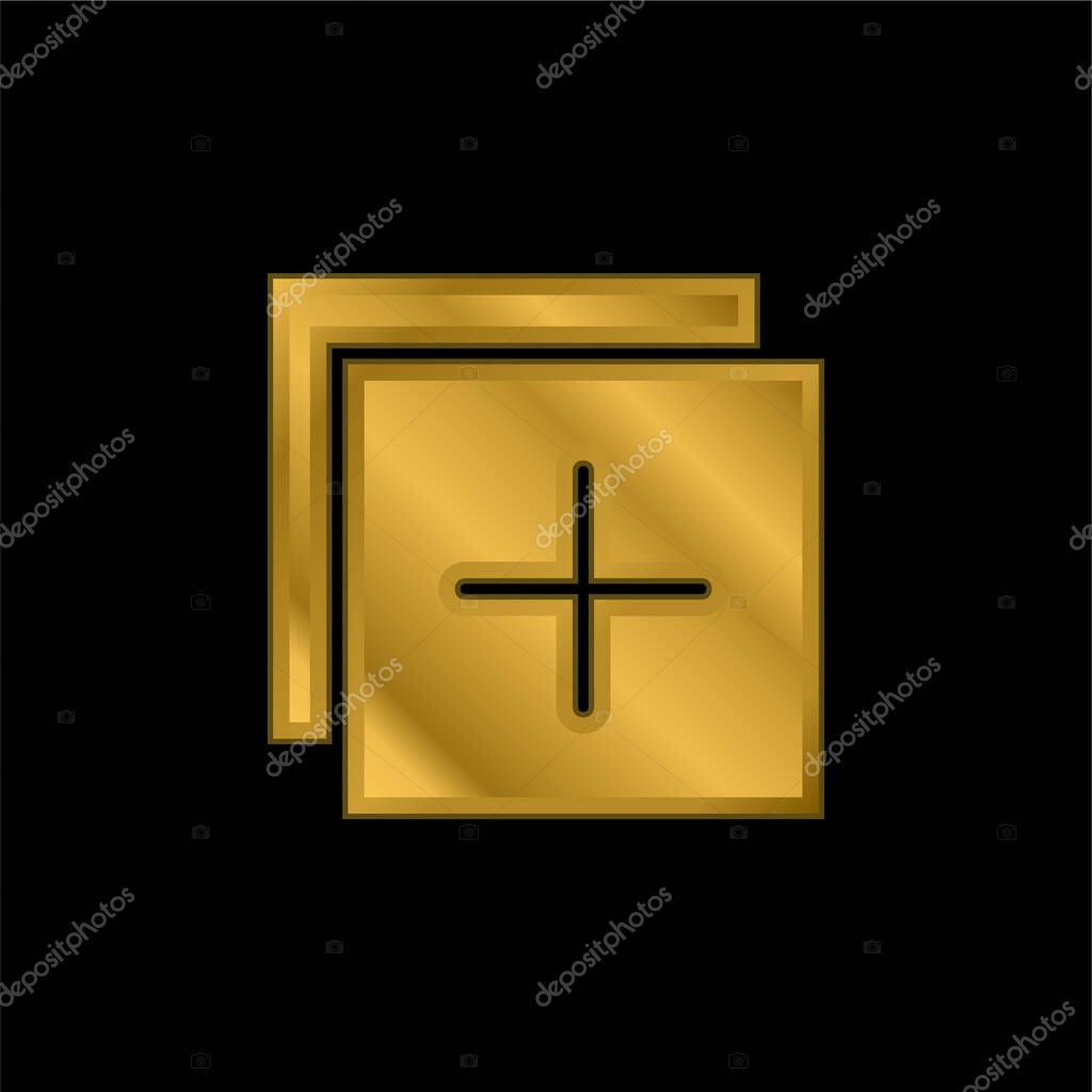 Add gold plated metalic icon or logo vector