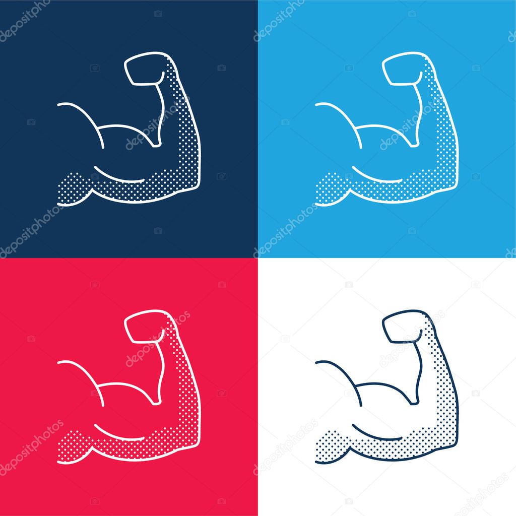 Biceps blue and red four color minimal icon set