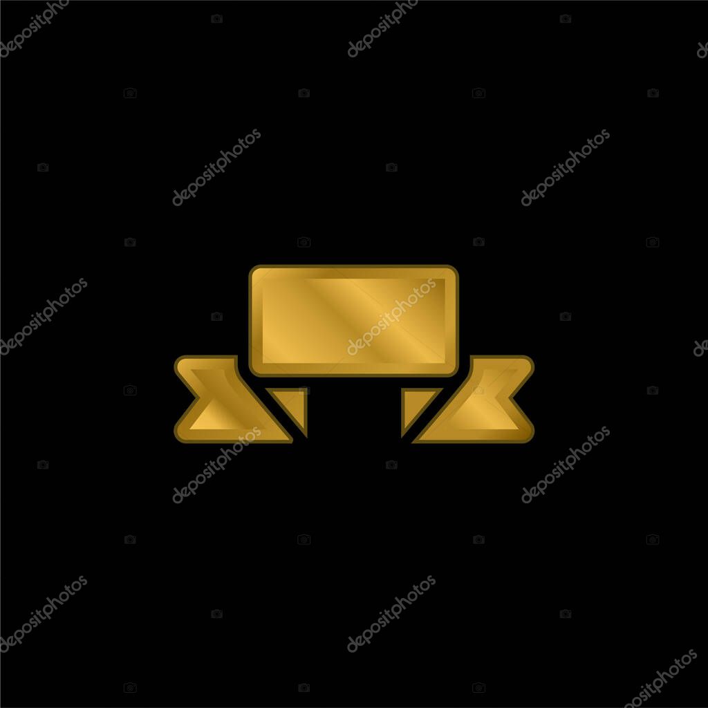 Banner gold plated metalic icon or logo vector