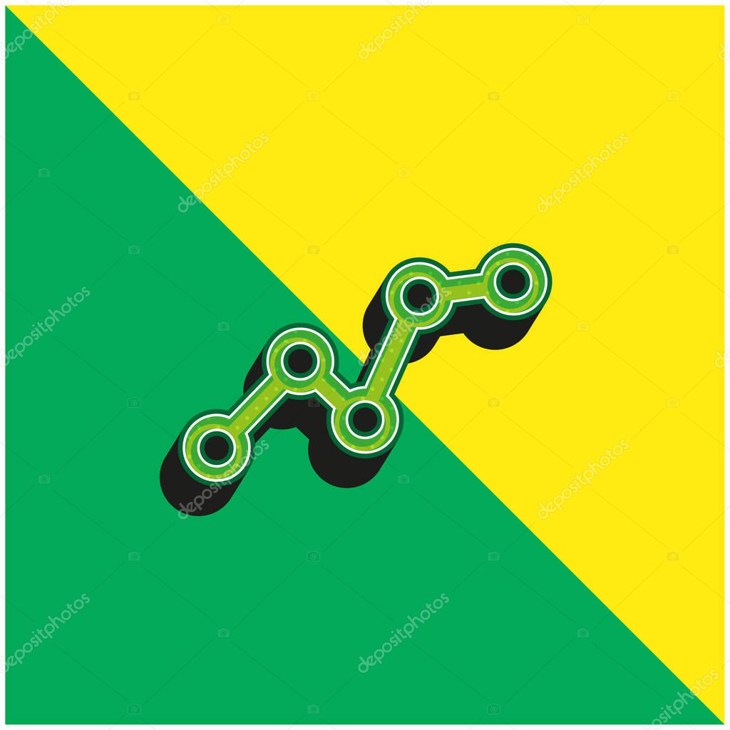 Ascending Business Graphic Green and yellow modern 3d vector icon logo