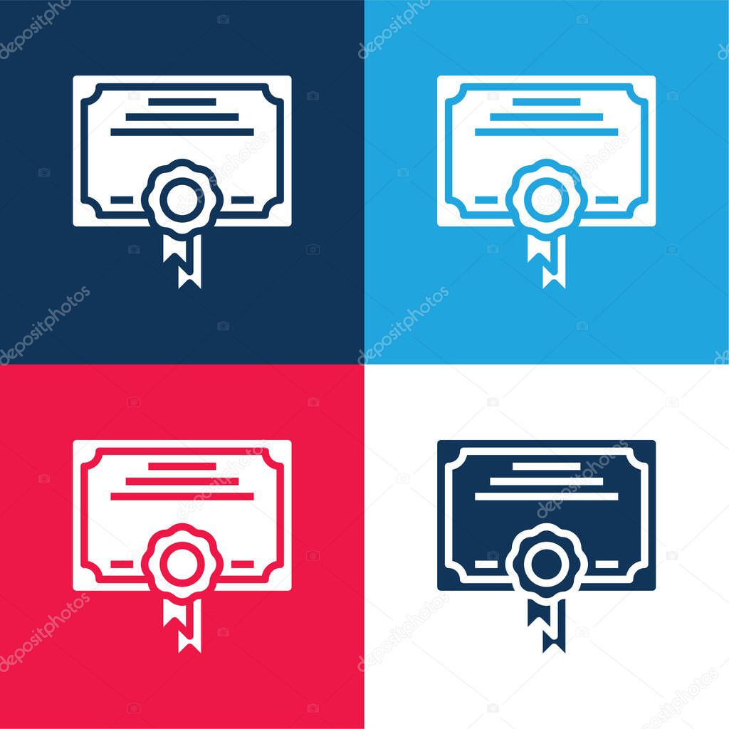 Award blue and red four color minimal icon set