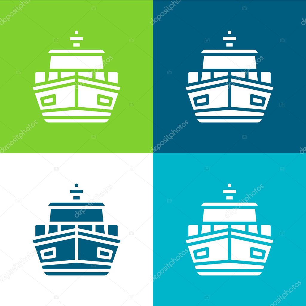 Boat Flat four color minimal icon set