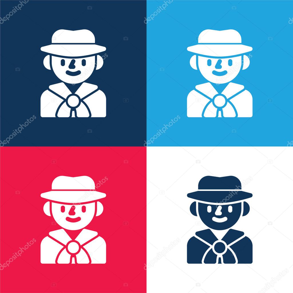 Boy Scout blue and red four color minimal icon set
