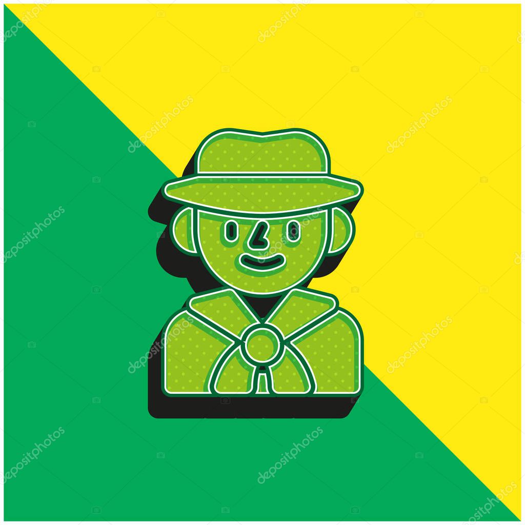 Boy Scout Green and yellow modern 3d vector icon logo
