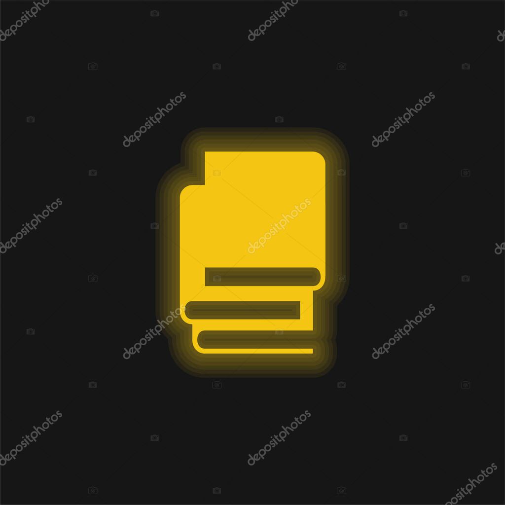 Books Stack Of Black Covers yellow glowing neon icon