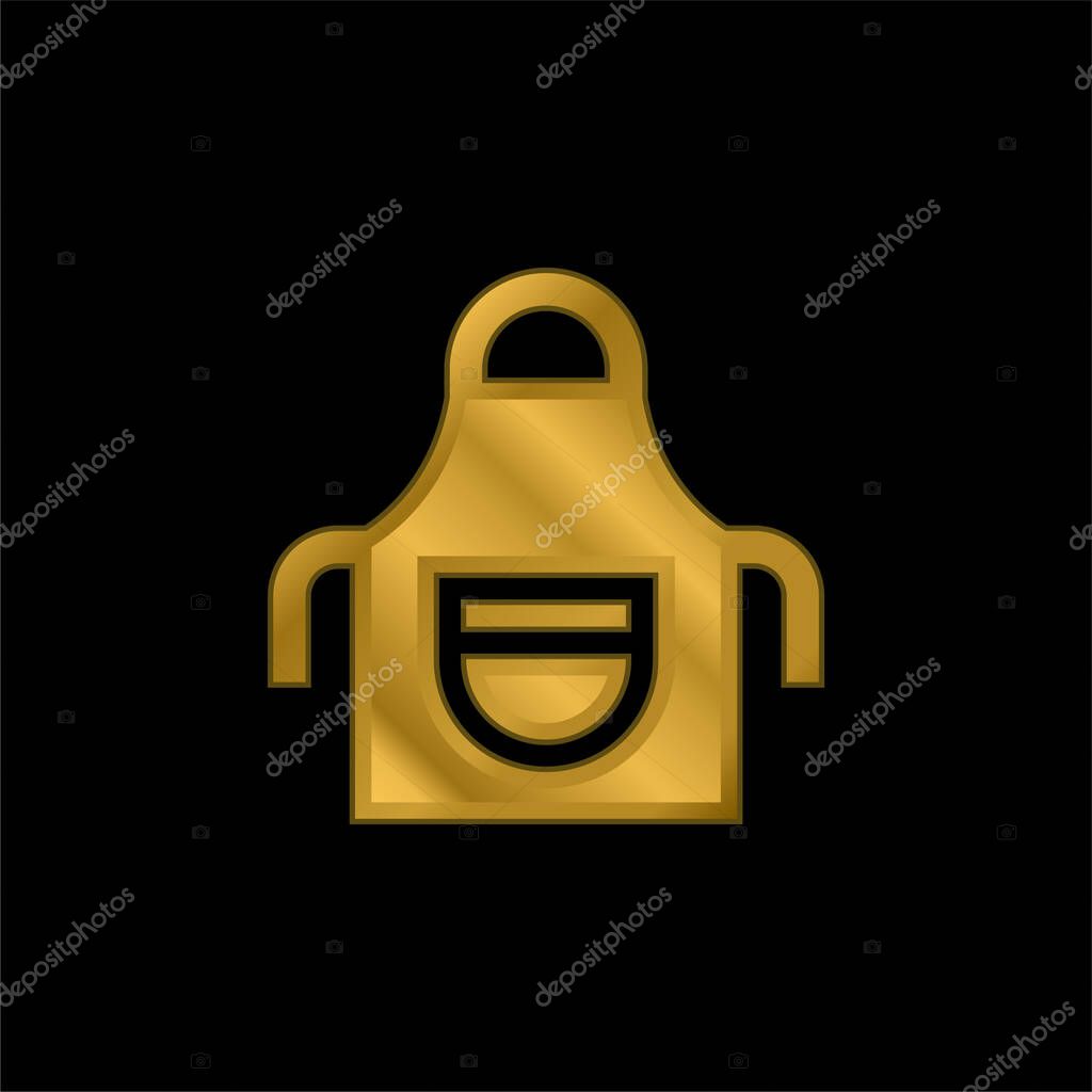 Apron gold plated metalic icon or logo vector