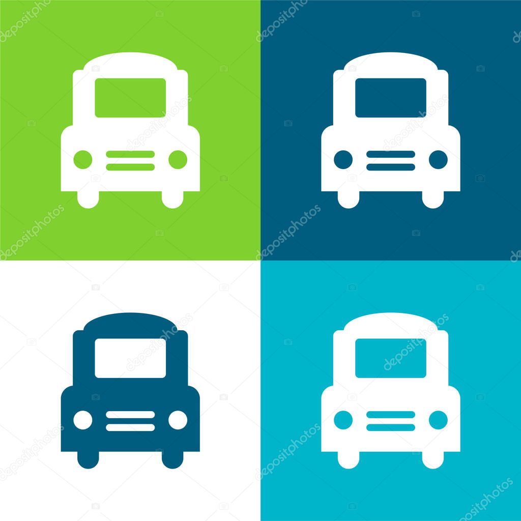 Big Bus Frontal Flat four color minimal icon set