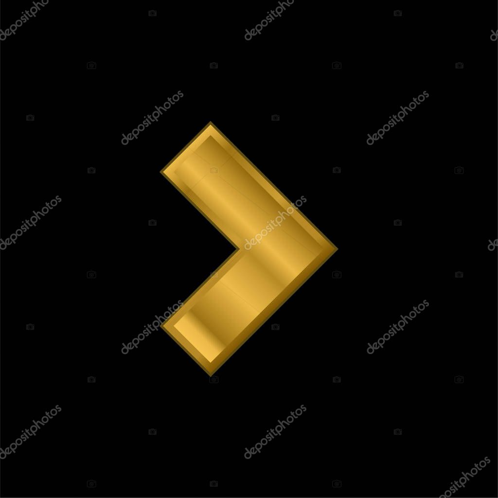 Backward Arrow gold plated metalic icon or logo vector