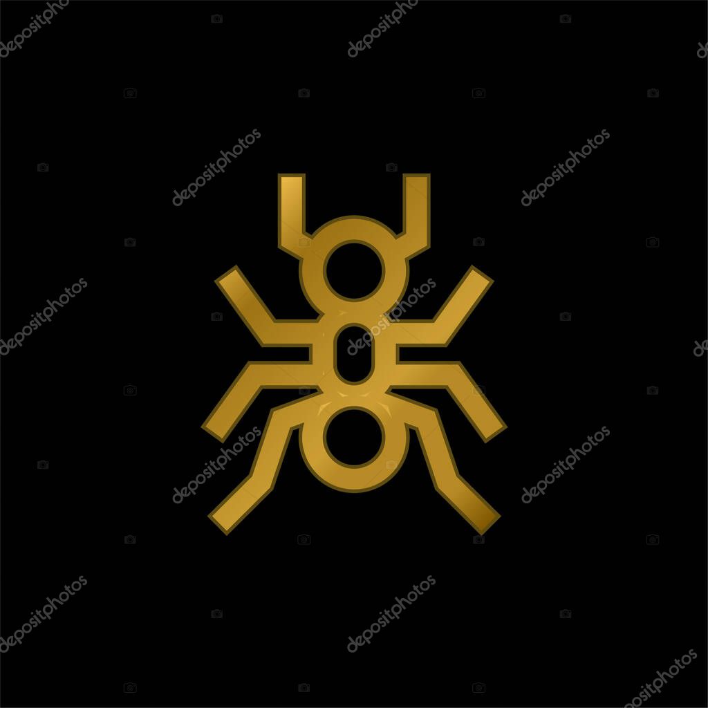 Ant gold plated metalic icon or logo vector