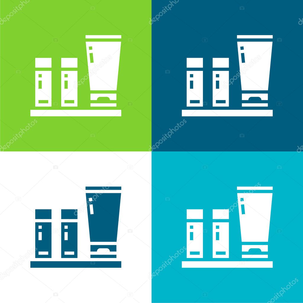 Amenities Flat four color minimal icon set