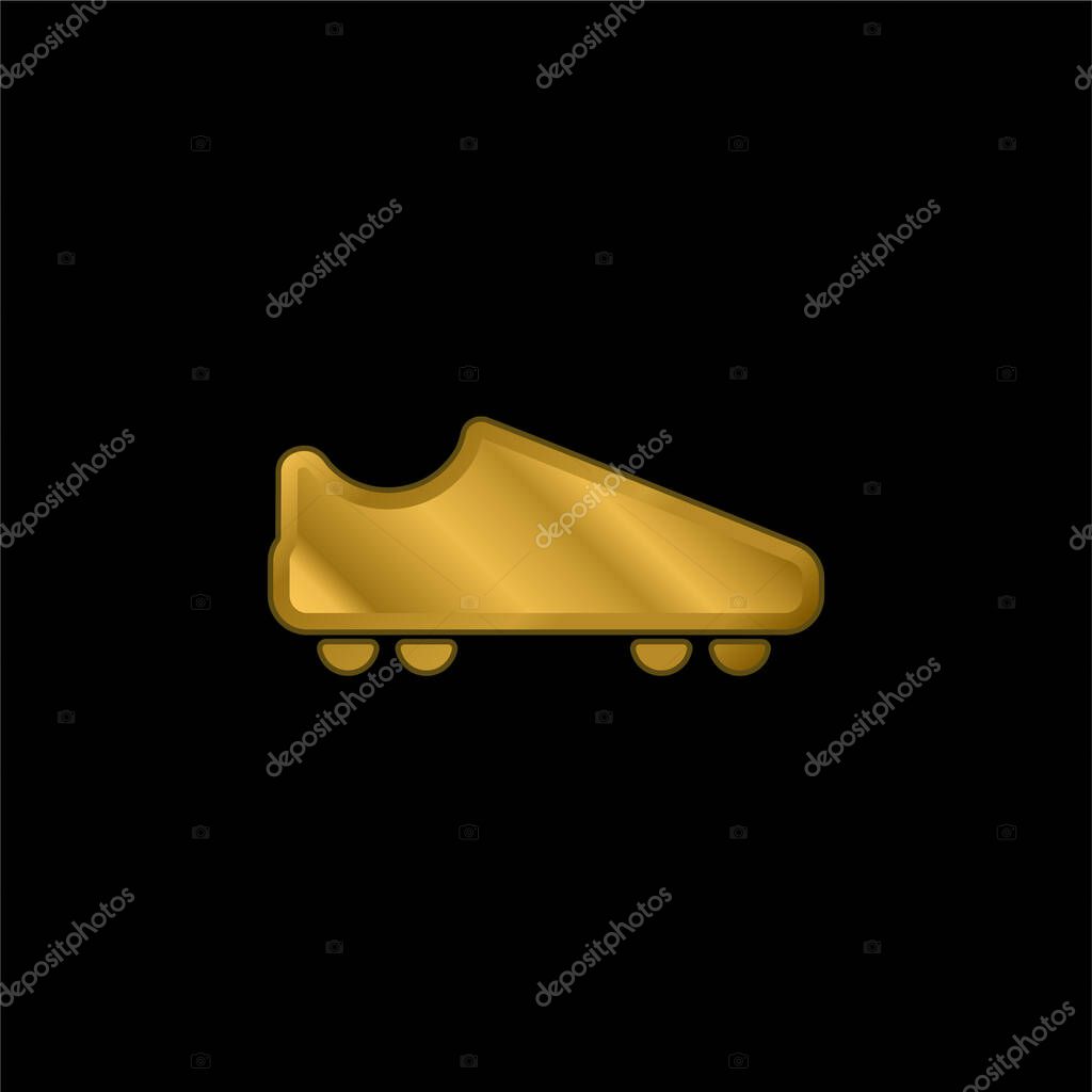 American Football Black Shoe gold plated metalic icon or logo vector