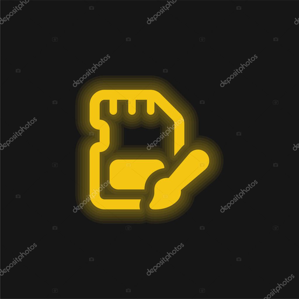Art yellow glowing neon icon
