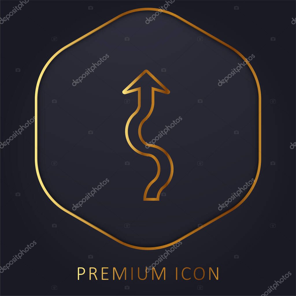 Arrow Squiggly golden line premium logo or icon