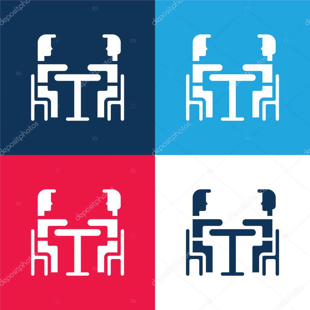 Breakfast blue and red four color minimal icon set