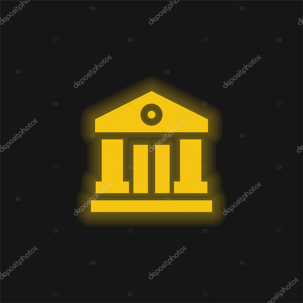 Bank yellow glowing neon icon