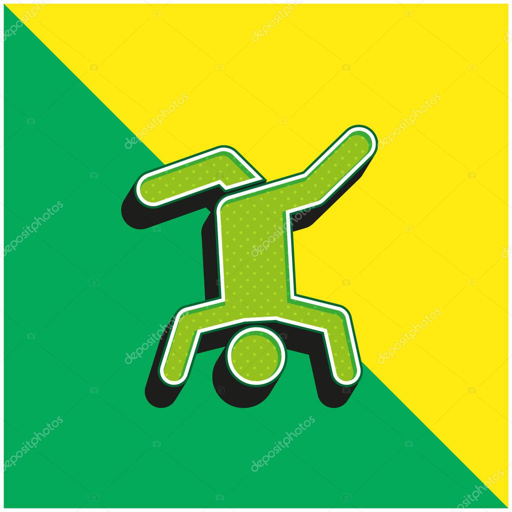 Breakdance Green and yellow modern 3d vector icon logo