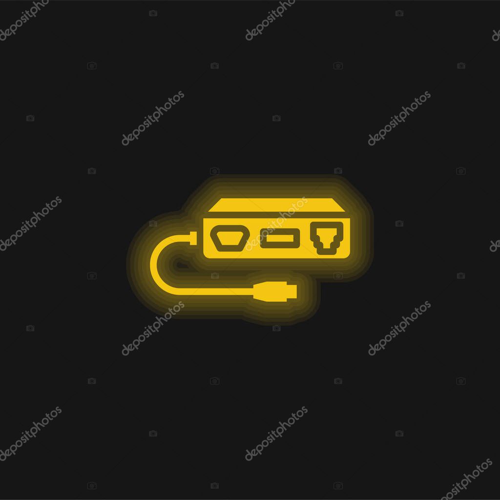 Adapter yellow glowing neon icon