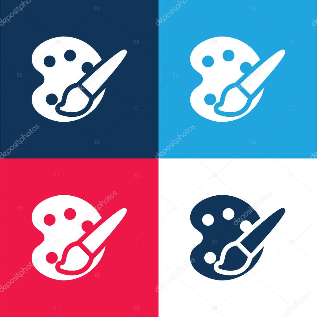 Art Palette blue and red four color minimal icon set