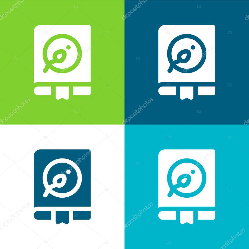 Book Flat four color minimal icon set