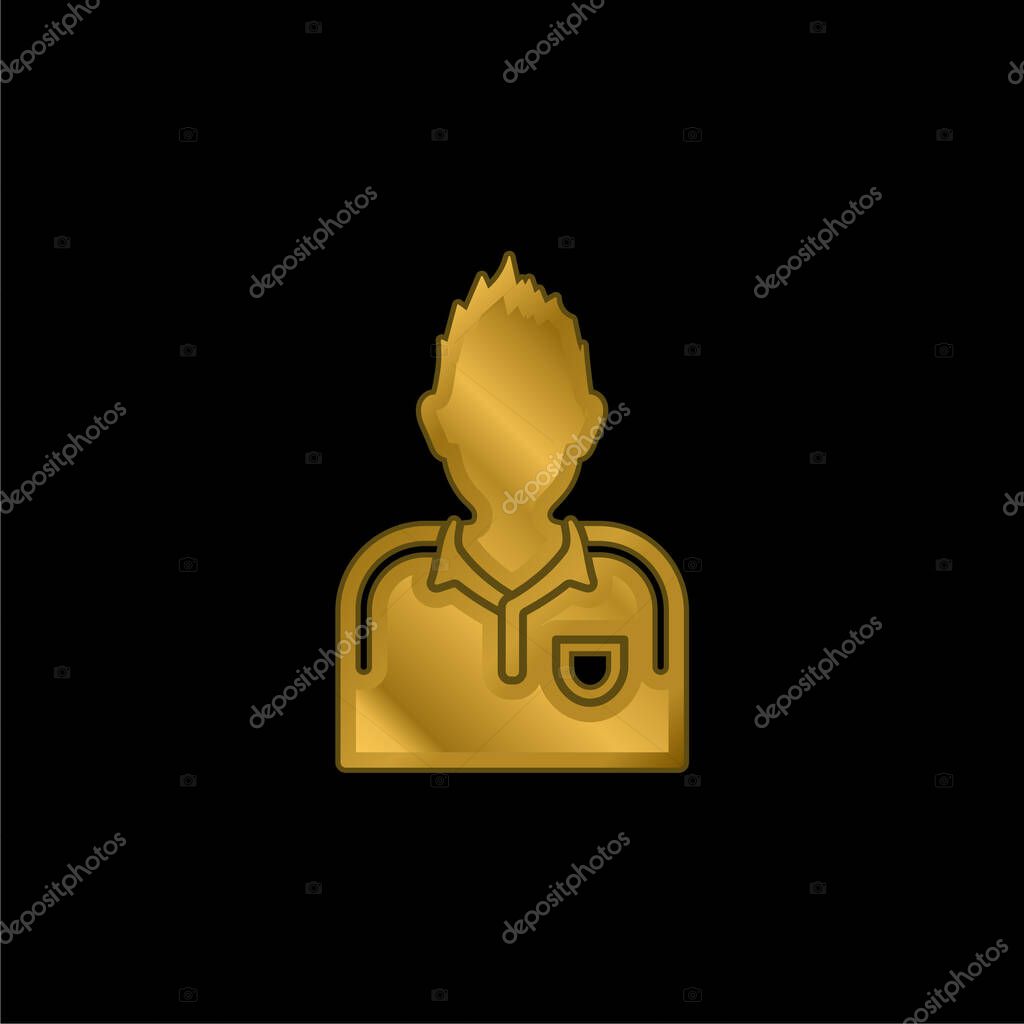 Athletic Soccer Player gold plated metalic icon or logo vector