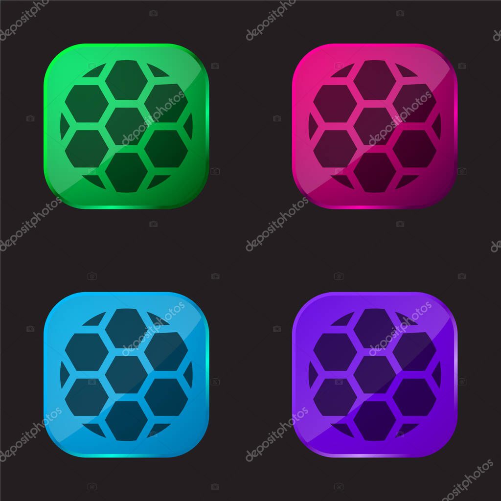Ball four color glass button icon