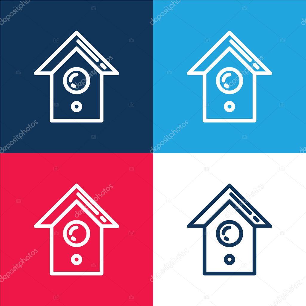 Bird House blue and red four color minimal icon set