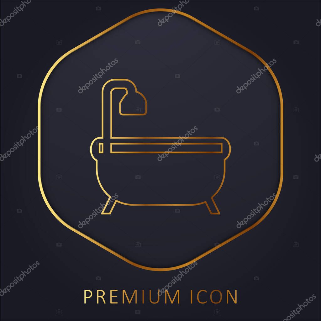 Bath Tub golden line premium logo or icon