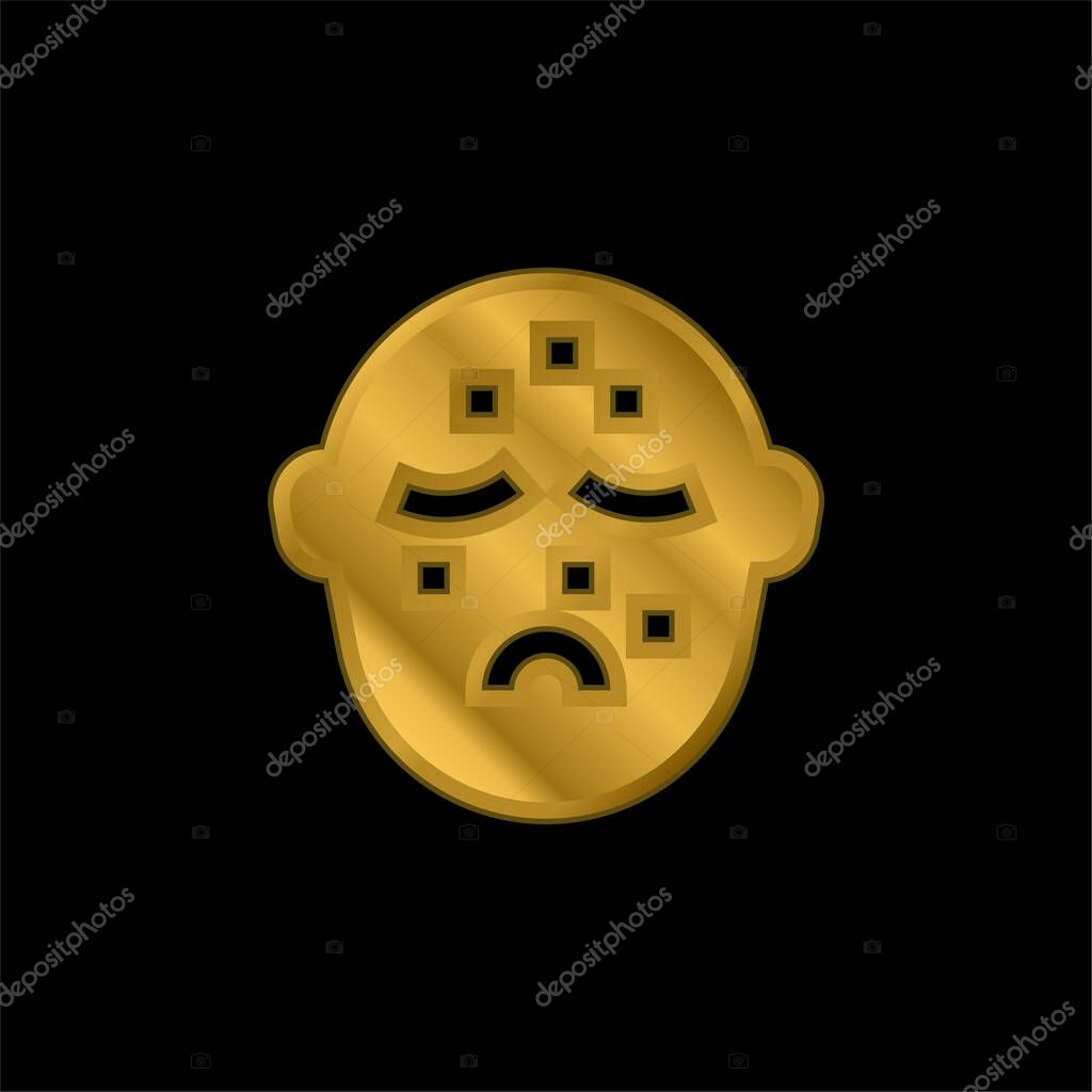 Acne gold plated metalic icon or logo vector
