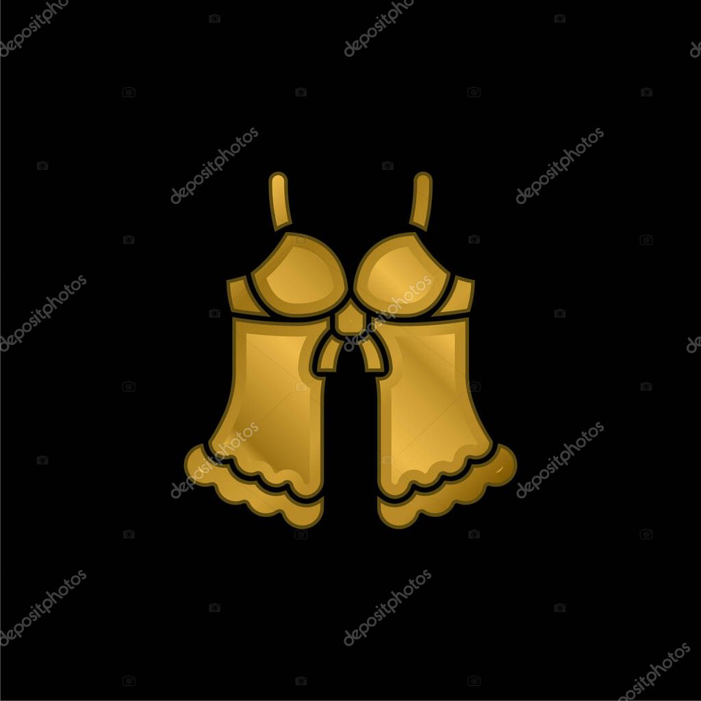 Babydoll gold plated metalic icon or logo vector