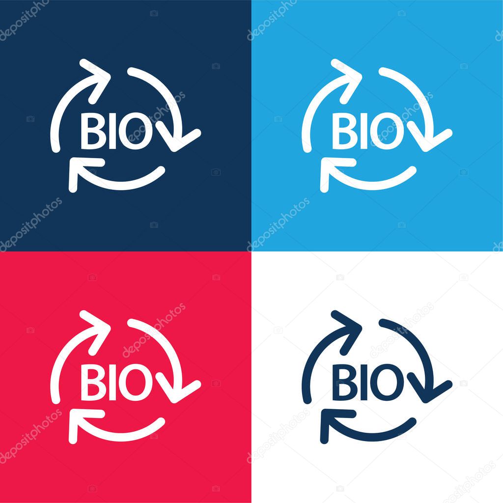 Bio Mass Renewable Energy blue and red four color minimal icon set